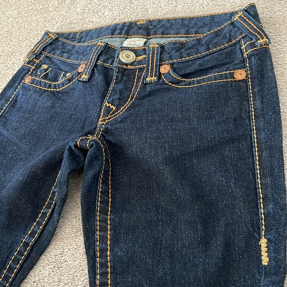 NEW TRUE RELIGION Low Waist Leather Patch Women’s Jeans – Size 26 | VTG RARE - Picture 6 of 11